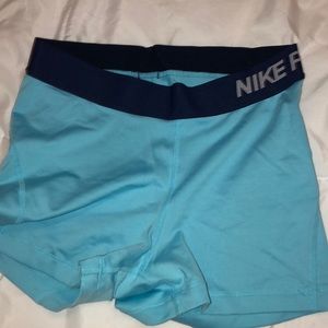 Nike Pro Light Blue Spandex shorts